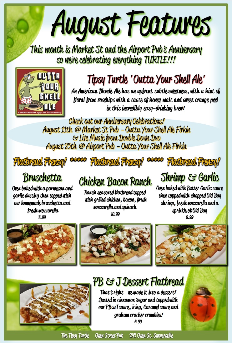 August 2015 Owen Tipsy Turtle Pub Sports Bar Catering NEPA