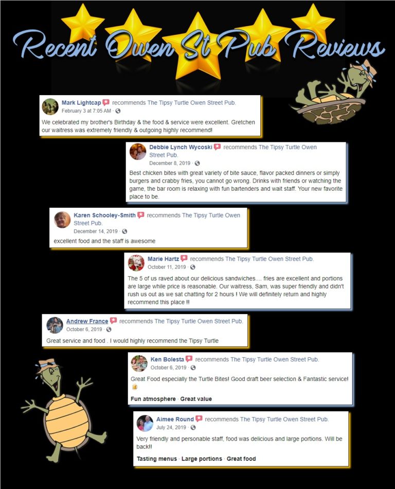 Recent Reviews Owen Tipsy Turtle Pub Sports Bar Catering NEPA